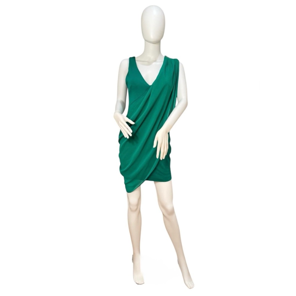 Bebe Green Drape Mini Cocktail Dress Size Small Party Formal Sexy Evening Wear
